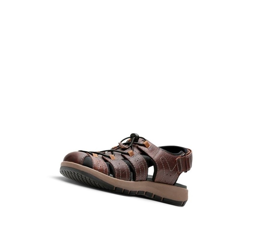 Sandały Casual Clarks Brixby Cove Skórzane Męskie Ciemny Brązowe | QMRIUN835