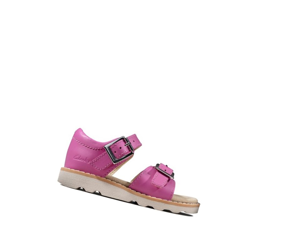 Sandały Casual Clarks Crown Bloom Skórzane Dziewczynka Różowe | QVCOLU326