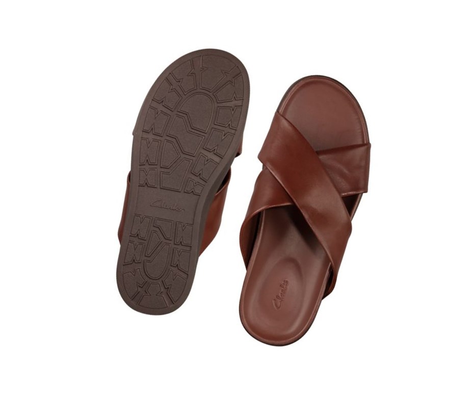 Sandały Casual Clarks Sunder Cross Skórzane Męskie Brązowe | KXLBFV875