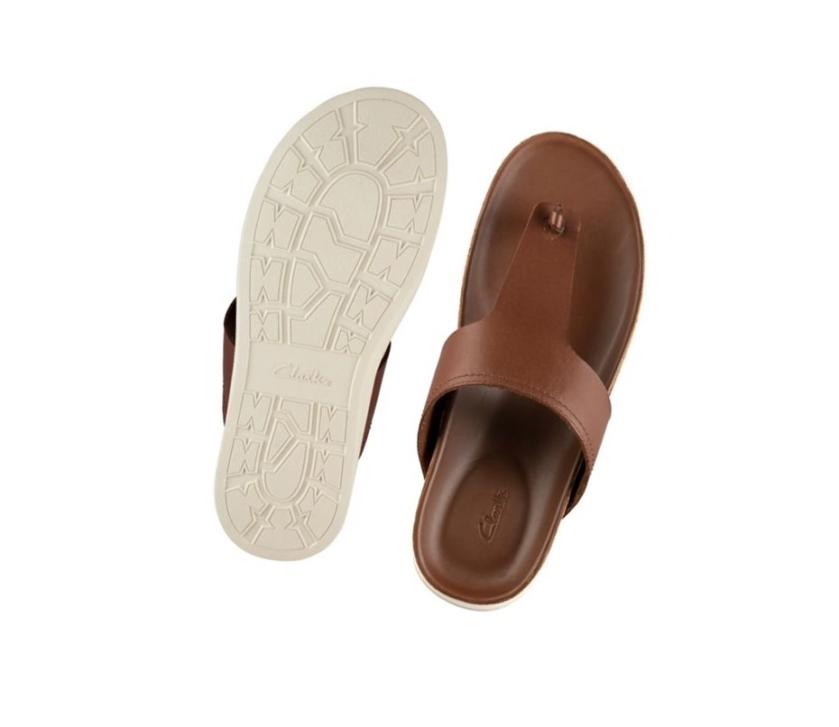 Sandały Casual Clarks Sunder Post Skórzane Męskie Brązowe | CKWAXD587