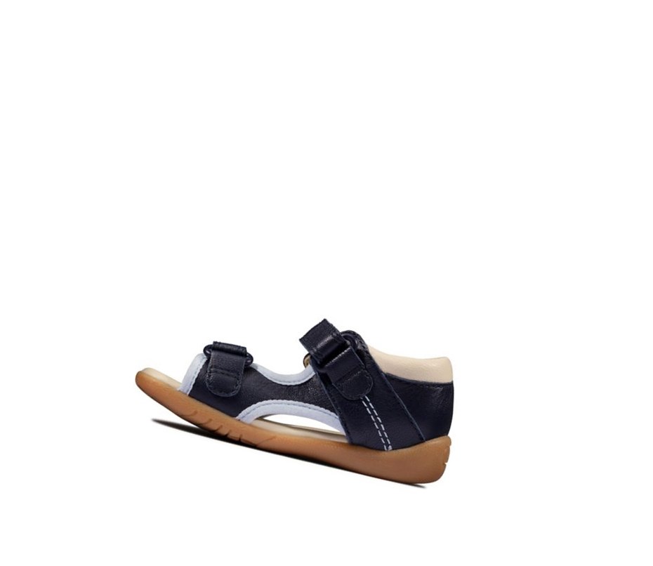 Sandały Casual Clarks Zora Spirit Skórzane Chłopięce Granatowe | UIDTXL871