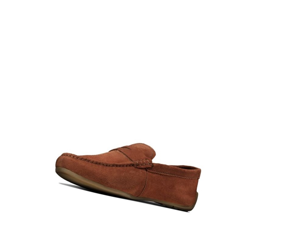 Slip On & Loafersy Clarks Reazor Penny Zamszowe Męskie Brązowe | ULIAKD357