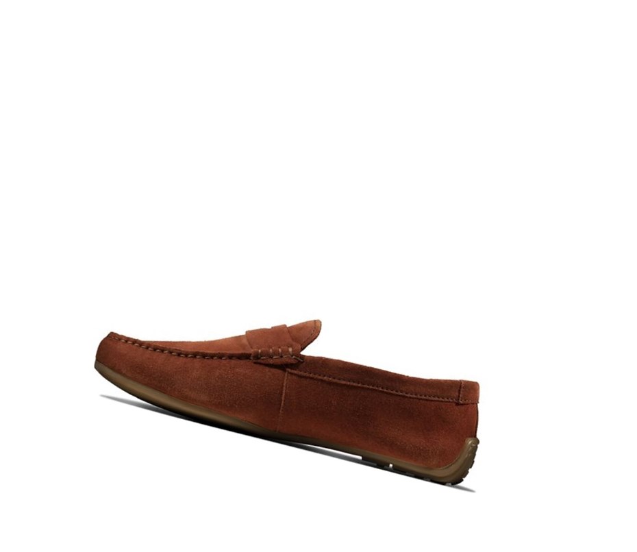 Slip On & Loafersy Clarks Reazor Penny Zamszowe Męskie Brązowe | ULIAKD357