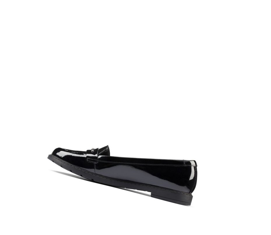 Slip On & Loafersy Clarks Scala Walk Lakierowana Skórzane Dziewczynka Czarne | GYHRPN752