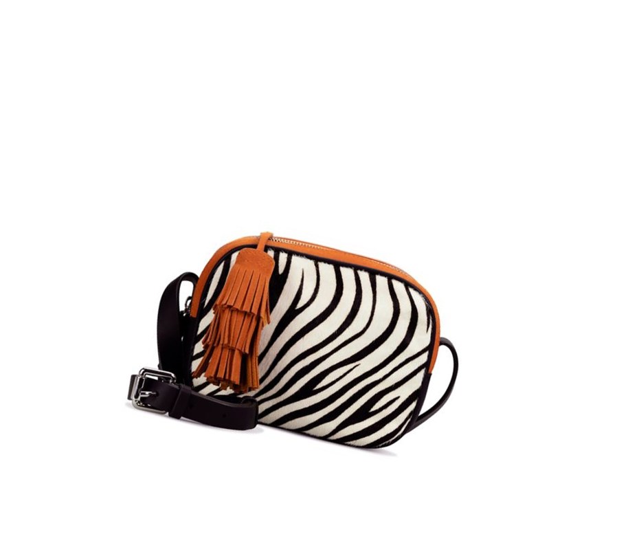 Torba Crossbody Clarks Topsham Mila Print Skórzane Damskie Białe Czarne | LKFIZQ072