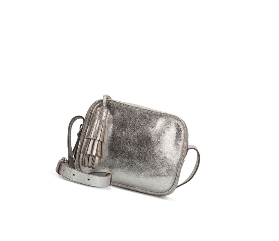 Torba Crossbody Clarks Topsham Mila Skórzane Damskie Srebrne | DOGEYJ502