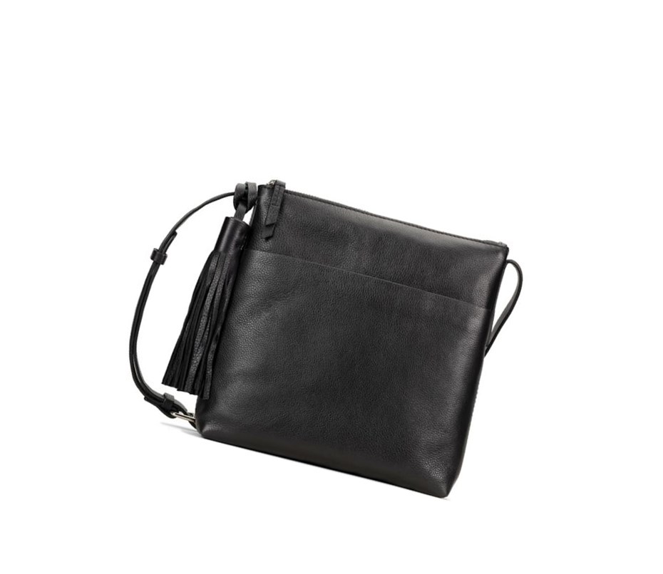 Torba Crossbody Clarks Topsham Shine Skórzane Damskie Czarne | CQKZFM049