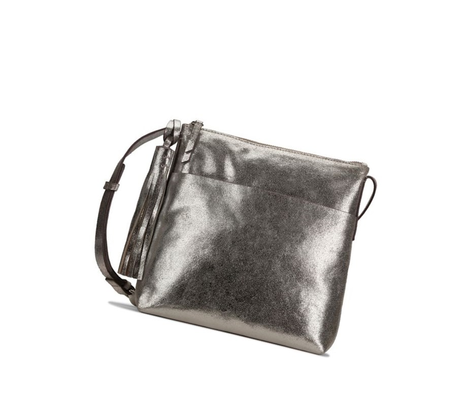 Torba Crossbody Clarks Topsham Shine Skórzane Damskie Srebrne | KTAPDZ506