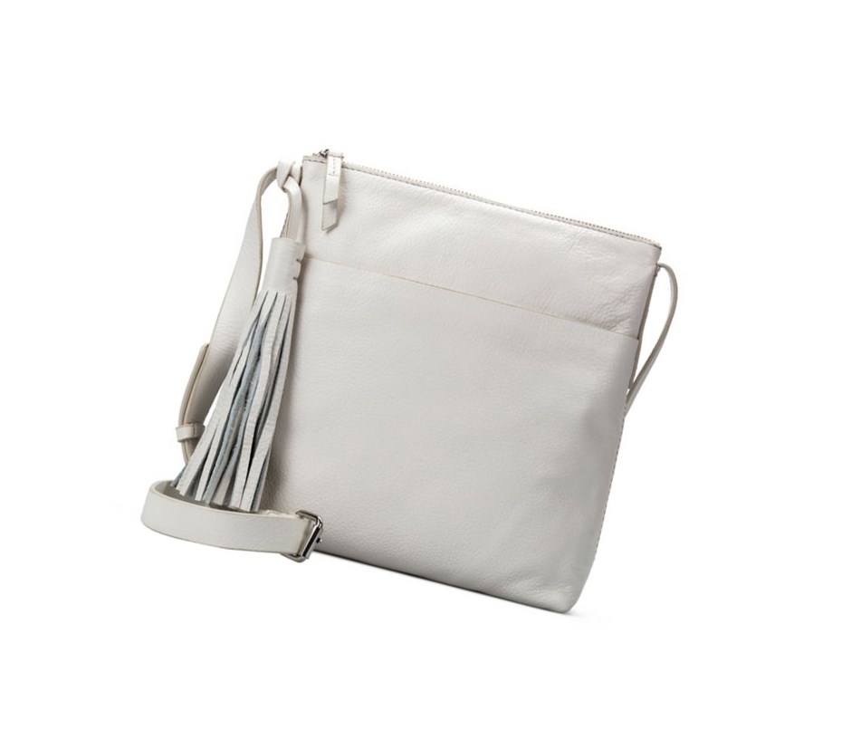 Torba Crossbody Clarks Topsham Shine Skórzane Damskie Białe | QLSAJC075