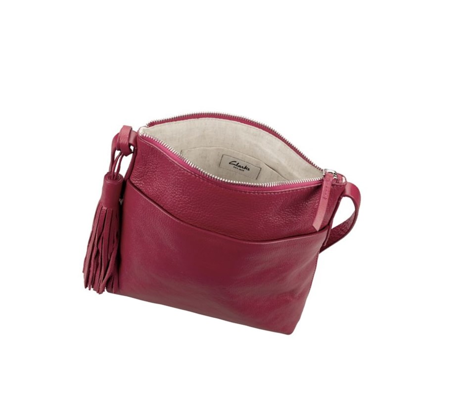 Torba Crossbody Clarks Topsham Shine Skórzane Damskie Fuksja | YXFOCW081