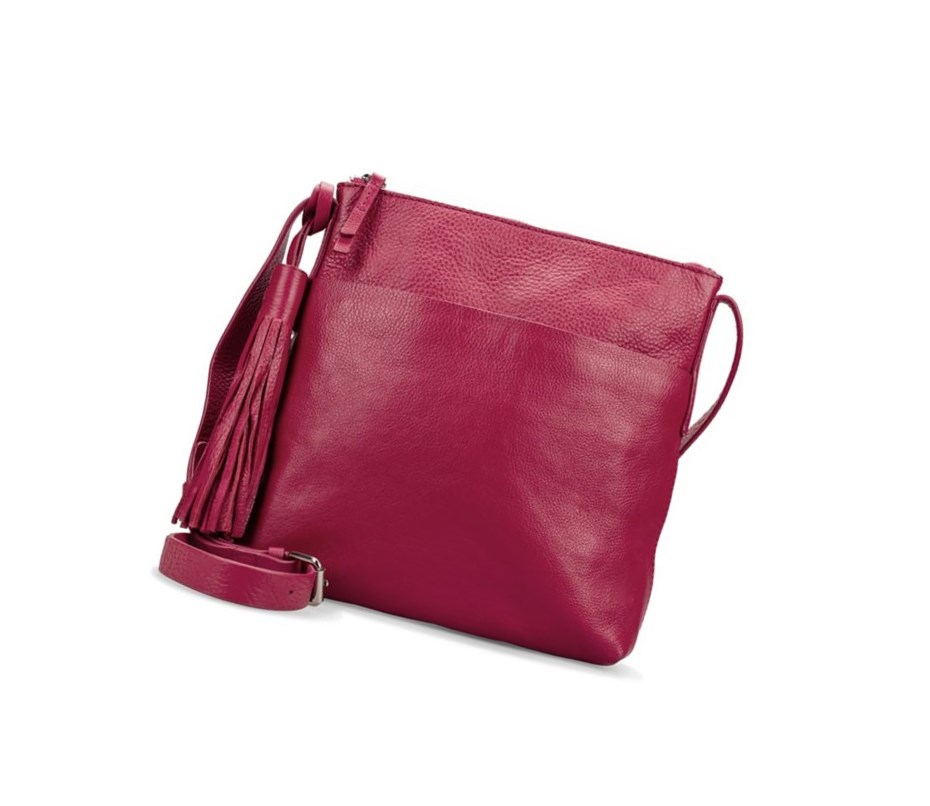 Torba Crossbody Clarks Topsham Shine Skórzane Damskie Fuksja | YXFOCW081