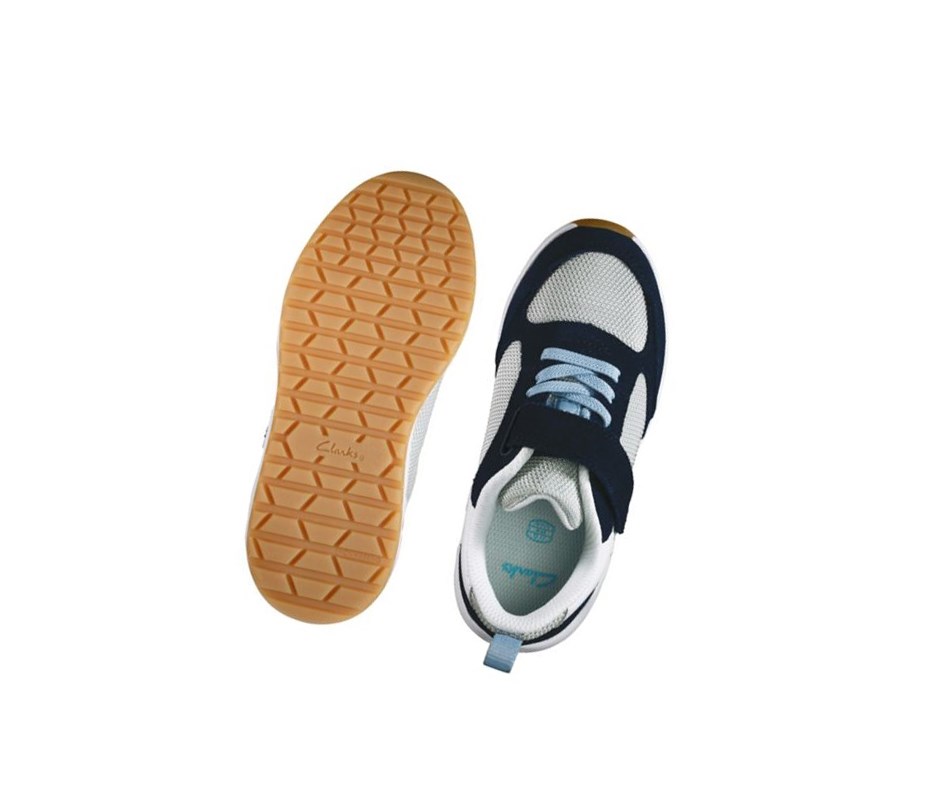 Trampki Clarks Aeon Flex Tekstylne Dziewczynka Granatowe | KZFTES524