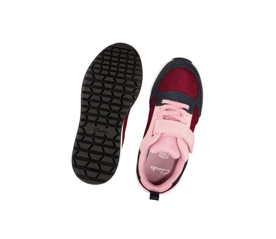 Trampki Clarks Aeon Flex Tekstylne Dziewczynka Bordowe | OPEGCN576