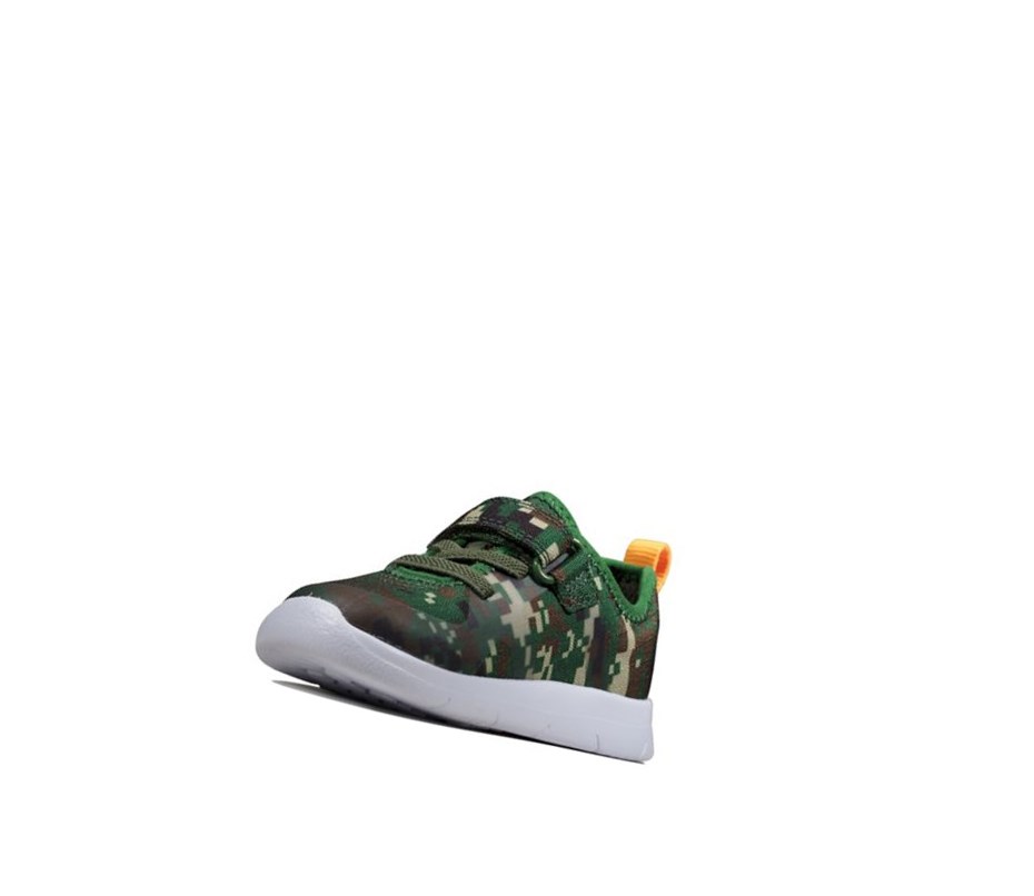 Trampki Clarks Ath Flux Tekstylne Chłopięce Oliwkowe Camo | QHJOXM617