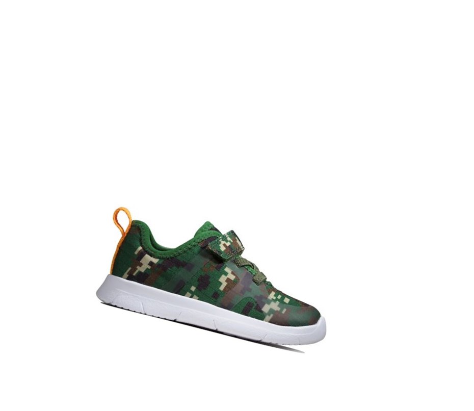 Trampki Clarks Ath Flux Tekstylne Chłopięce Oliwkowe Camo | QHJOXM617