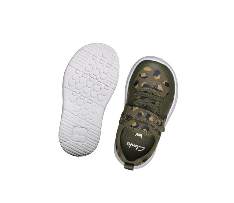 Trampki Clarks Ath Flux Tekstylne Chłopięce Oliwkowe Camo | WLJRFC720