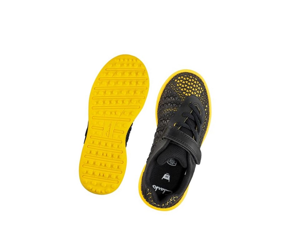 Trampki Clarks Award Swift Chłopięce Czarne Żółte | SWBPXU702