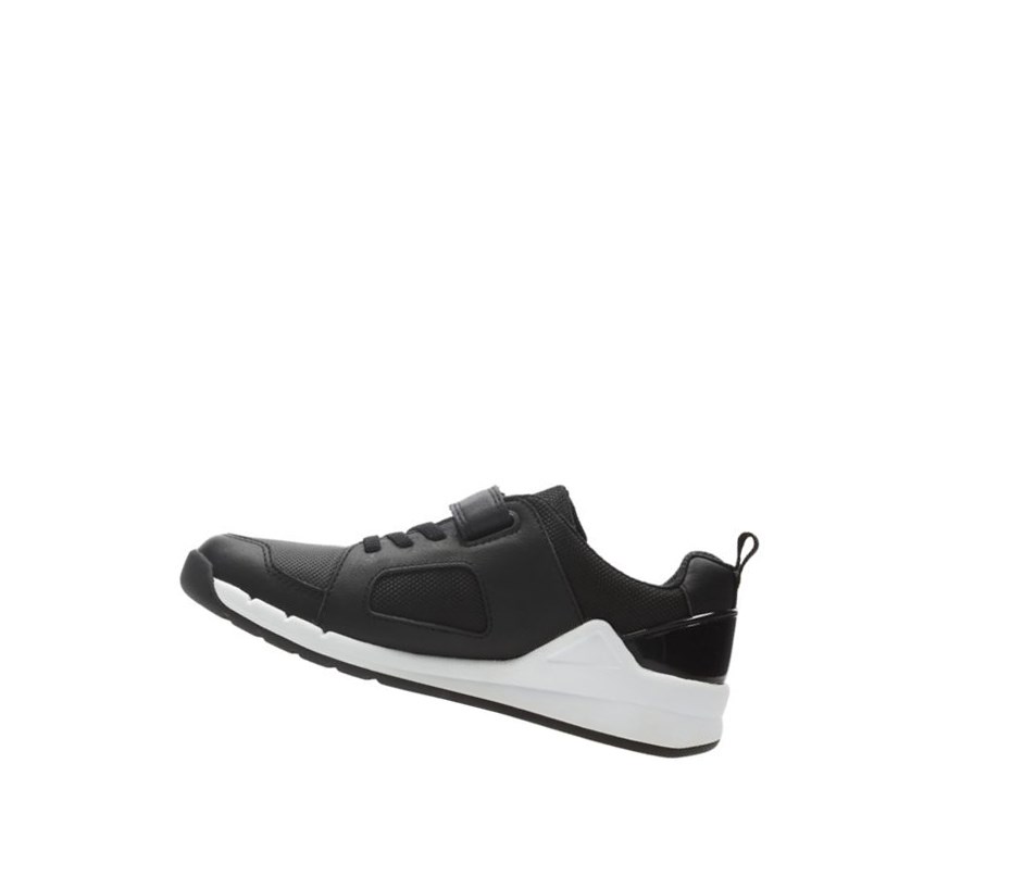 Trampki Clarks Orbit Ride Skórzane Dziewczynka Czarne | YNGITW724