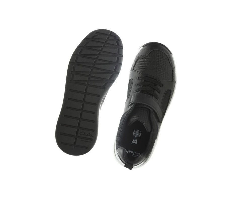 Trampki Clarks Orbit Ride Skórzane Dziewczynka Czarne | YNGITW724