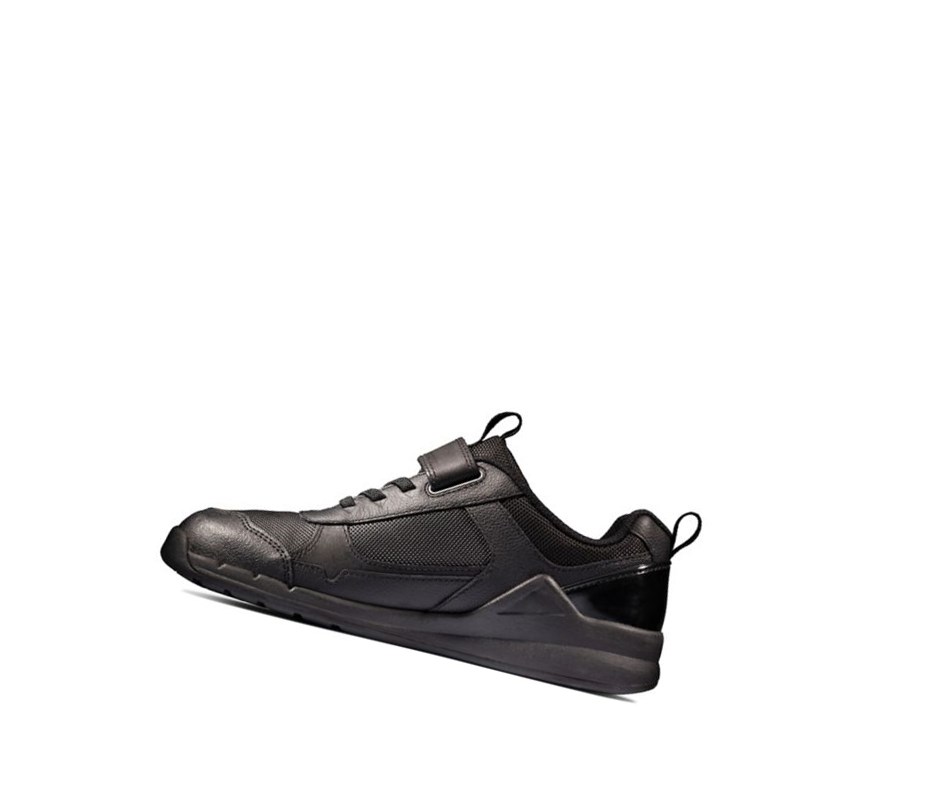 Trampki Clarks Orbit Sprint Skórzane Chłopięce Czarne | JYRBLQ210