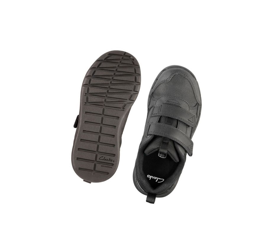 Trampki Clarks Orbit Sprint Skórzane Dziewczynka Czarne | PBTSEQ169