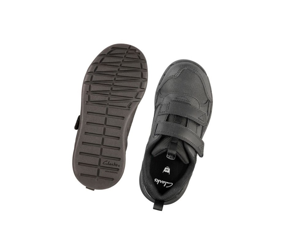 Trampki Clarks Orbit Sprint Skórzane Dziewczynka Czarne | RTUFNB054