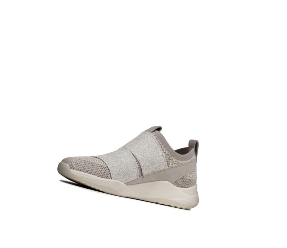 Trampki Clarks Sift Slip Damskie Srebrne | IBEXOU190