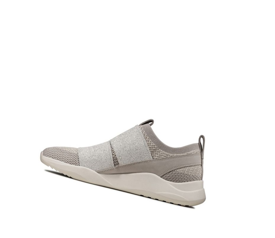 Trampki Clarks Sift Slip Damskie Srebrne | IBEXOU190