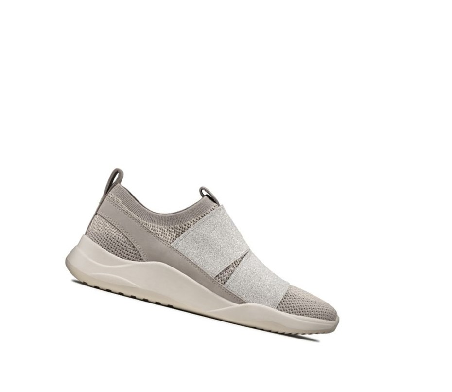 Trampki Clarks Sift Slip Damskie Srebrne | IBEXOU190