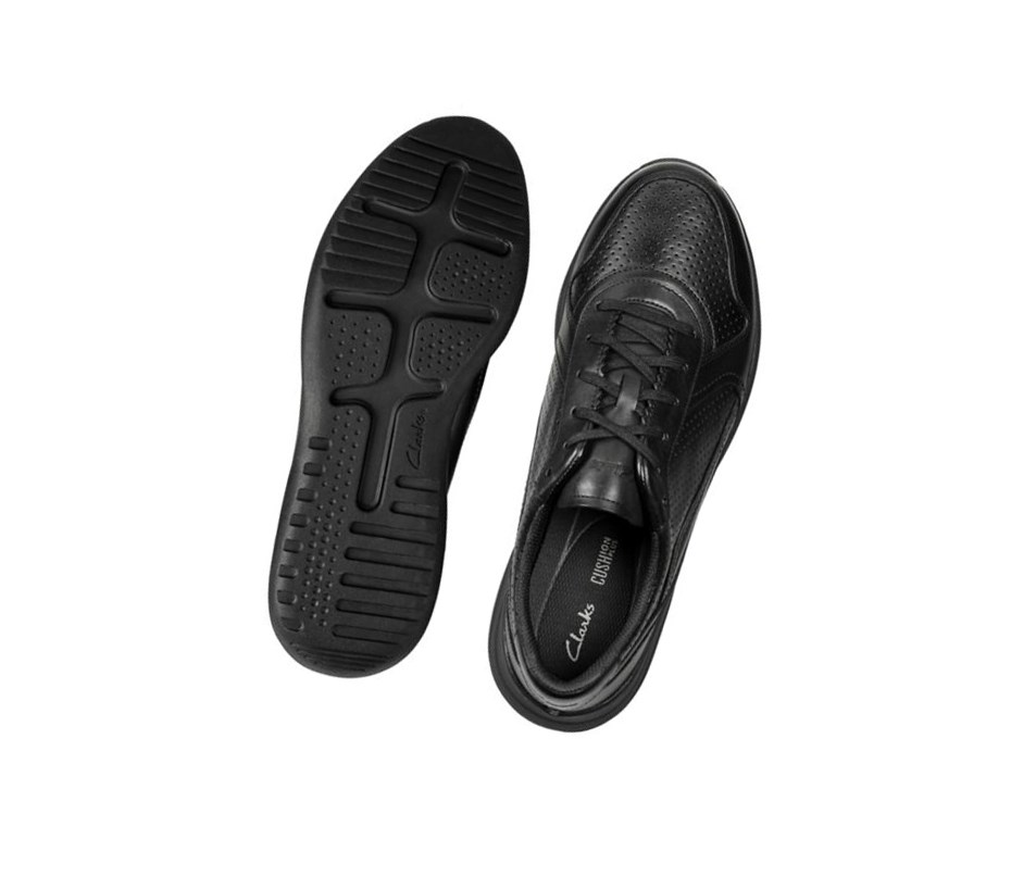 Trampki Clarks Sift Speed Skórzane Męskie Czarne | PCYXGW351