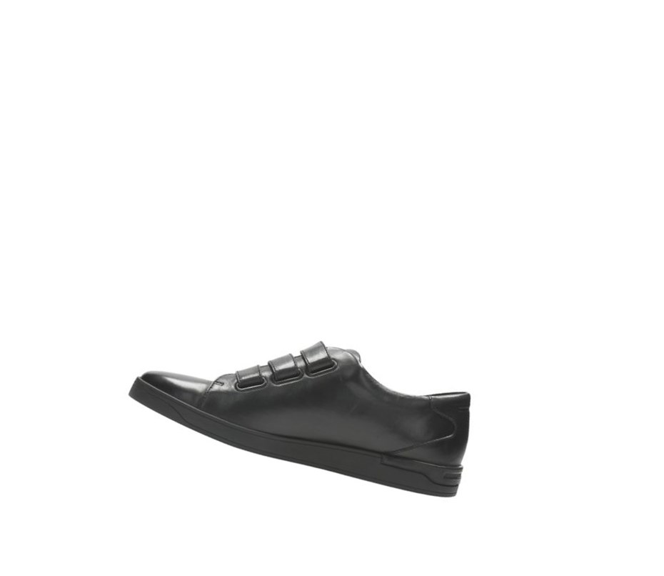 Trampki Clarks Stanway Flow Skórzane Męskie Czarne | QSXRWP890