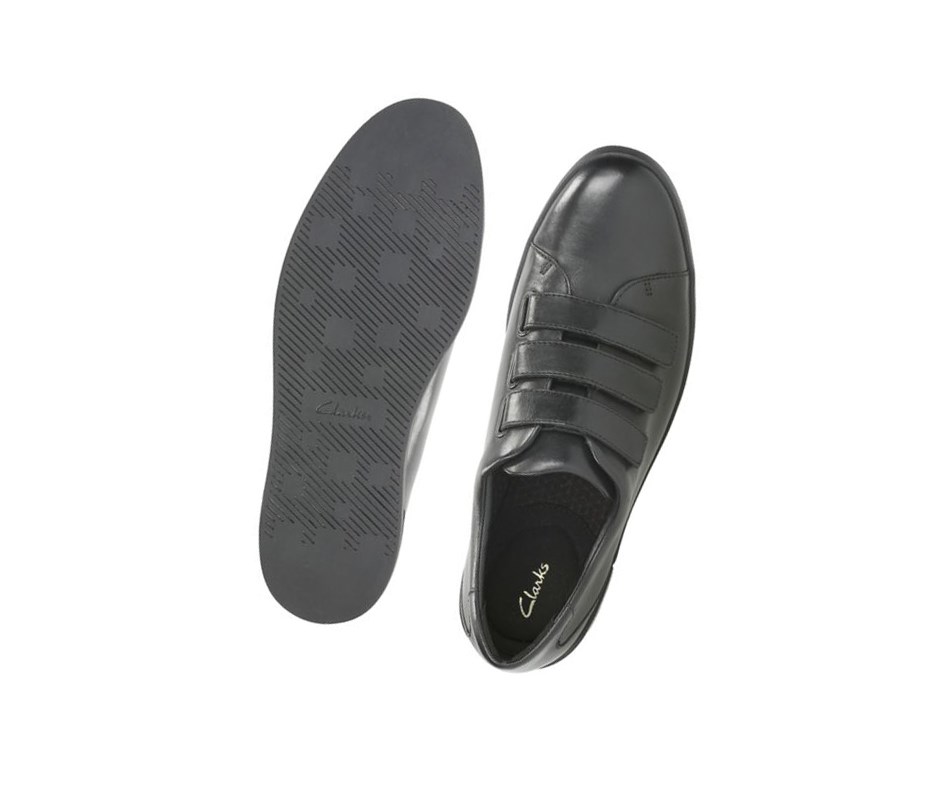 Trampki Clarks Stanway Flow Skórzane Męskie Czarne | QSXRWP890