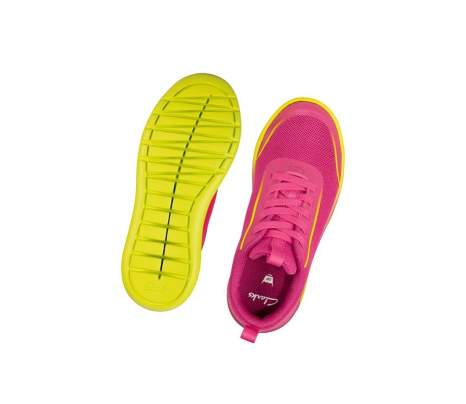 Trampki Clarks Suburb Spark Dziewczynka Różowe Cytrynowy | MHJRKU479