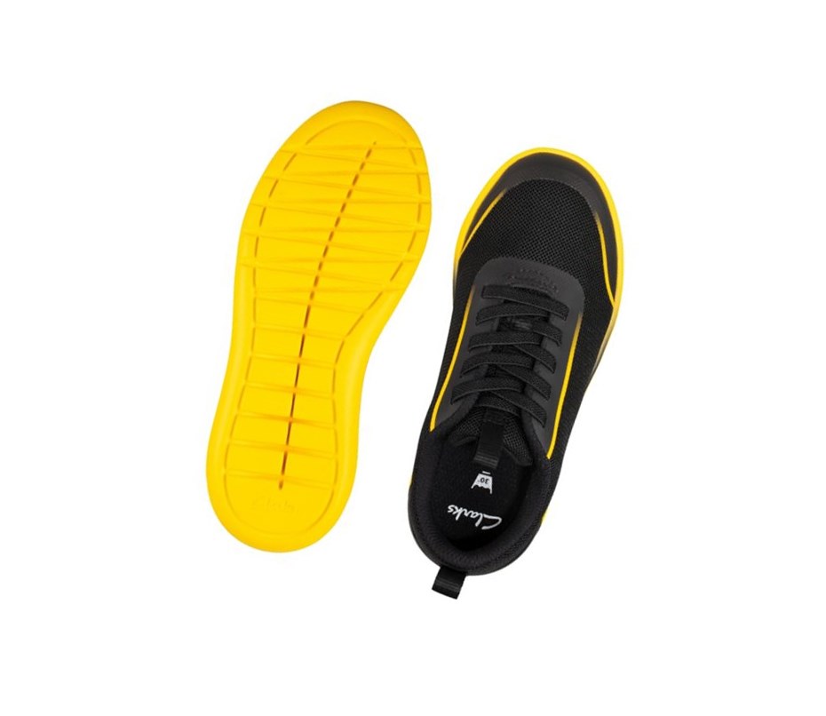 Trampki Clarks Suburb Spark Dziewczynka Czarne Żółte | MXEWQS347