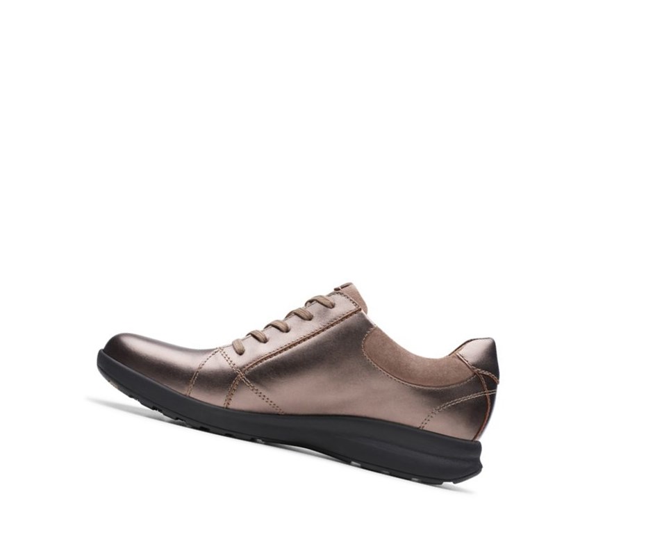 Trampki Clarks Un Adorn Koronkowe Skórzane Damskie Miedź Metal | GIBNML301