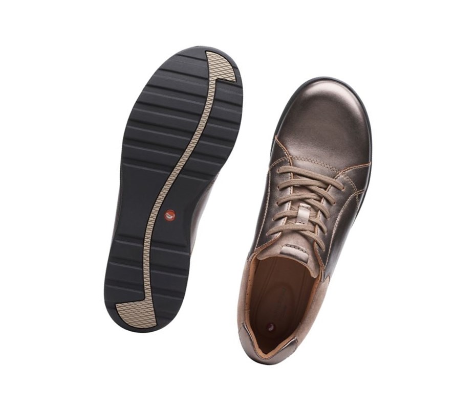 Trampki Clarks Un Adorn Koronkowe Skórzane Damskie Miedź Metal | GIBNML301