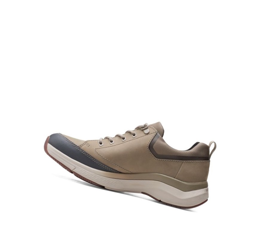 Trampki Clarks Wave 2.0 Vibe Nubuck Skórzane Męskie Oliwkowe | RMUSNI841