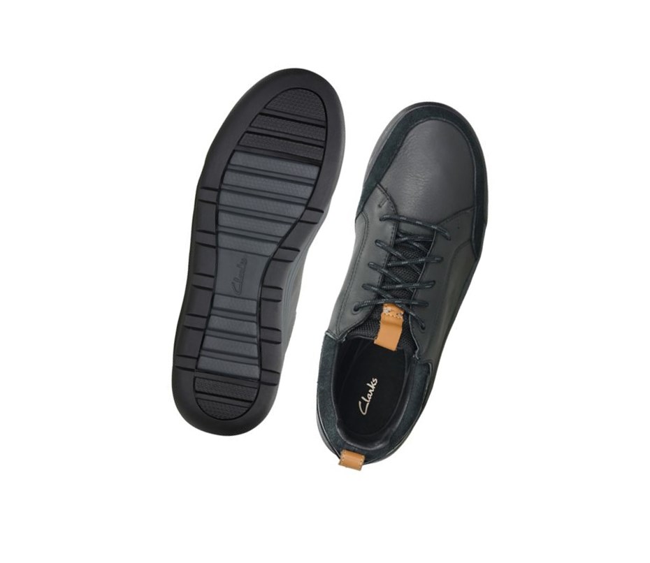 Trampki Na Co Dzień Clarks Ashcombe Bay Gore-tex Skórzane Męskie Czarne | RBMCPN125