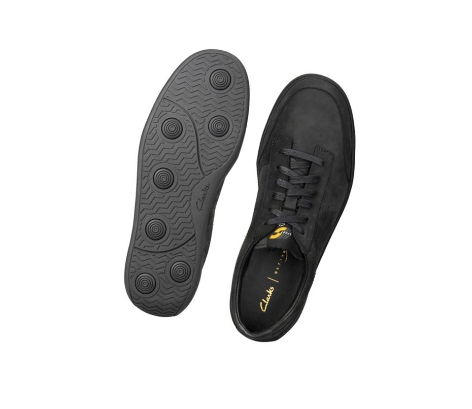 Trampki Na Co Dzień Clarks Hero Air Koronkowe Nubuck Męskie Czarne | HMTKXD810