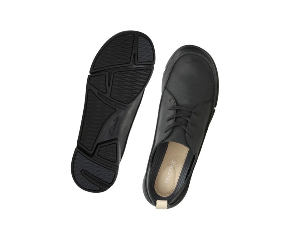 Trampki Na Co Dzień Clarks Tri Clara Skórzane Damskie Czarne | HWBICR034