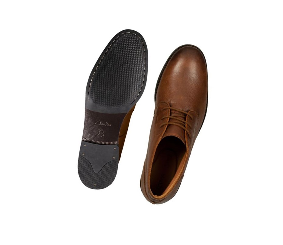 Trzewiki Clarks Flow Top Skórzane Męskie Brązowe | SAXWCT029