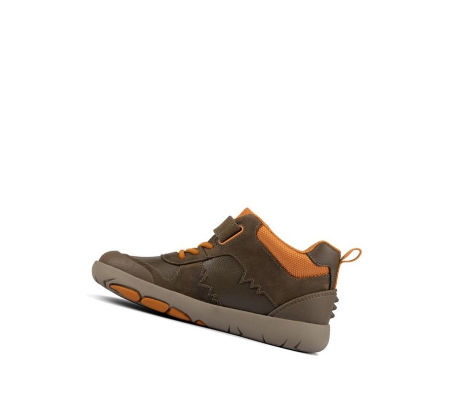 Trzewiki Clarks Rex Park Skórzane Dziewczynka Khaki | FTENSL081