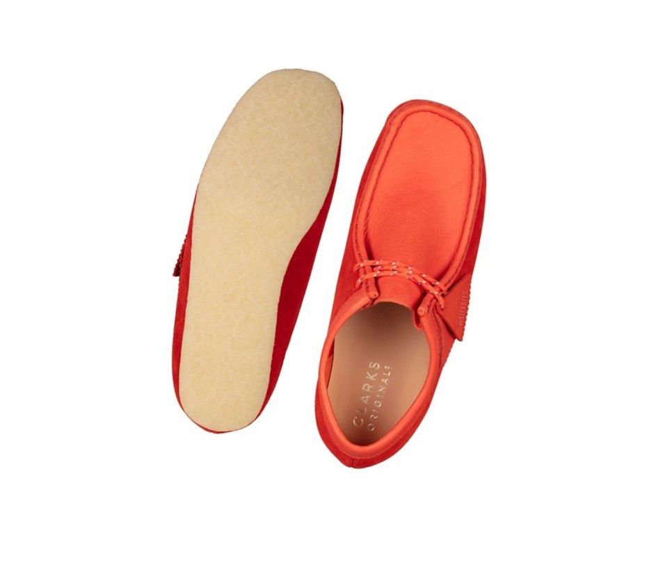 Wallabee Clarks Klasyczne Zamszowe Damskie Czerwone | LNFOCT510