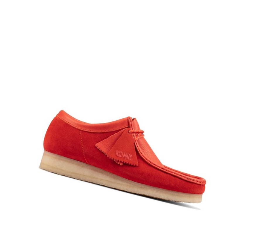 Wallabee Clarks Klasyczne Zamszowe Damskie Czerwone | LNFOCT510