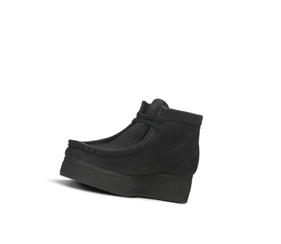 Wallabee Clarks Koturny Nubuck Skórzane Damskie Czarne | RLQHED613