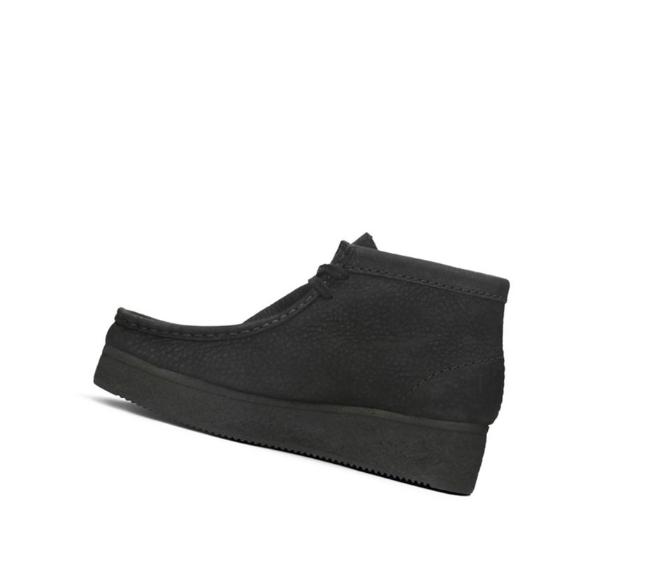 Wallabee Clarks Koturny Nubuck Skórzane Damskie Czarne | RLQHED613