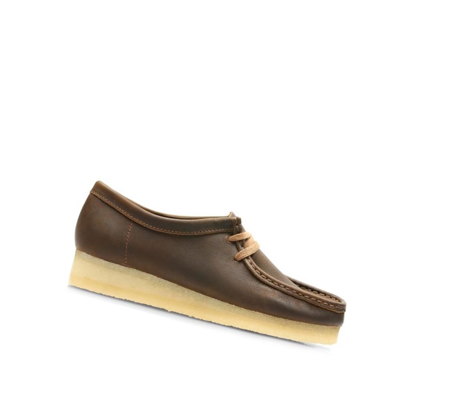 Wallabee Clarks Oryginalne Skórzane Damskie Ciemny Brązowe | LFJSXT436