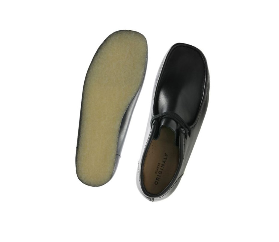 Wallabee Clarks Oryginalne Skórzane Męskie Czarne | CBTOFK369