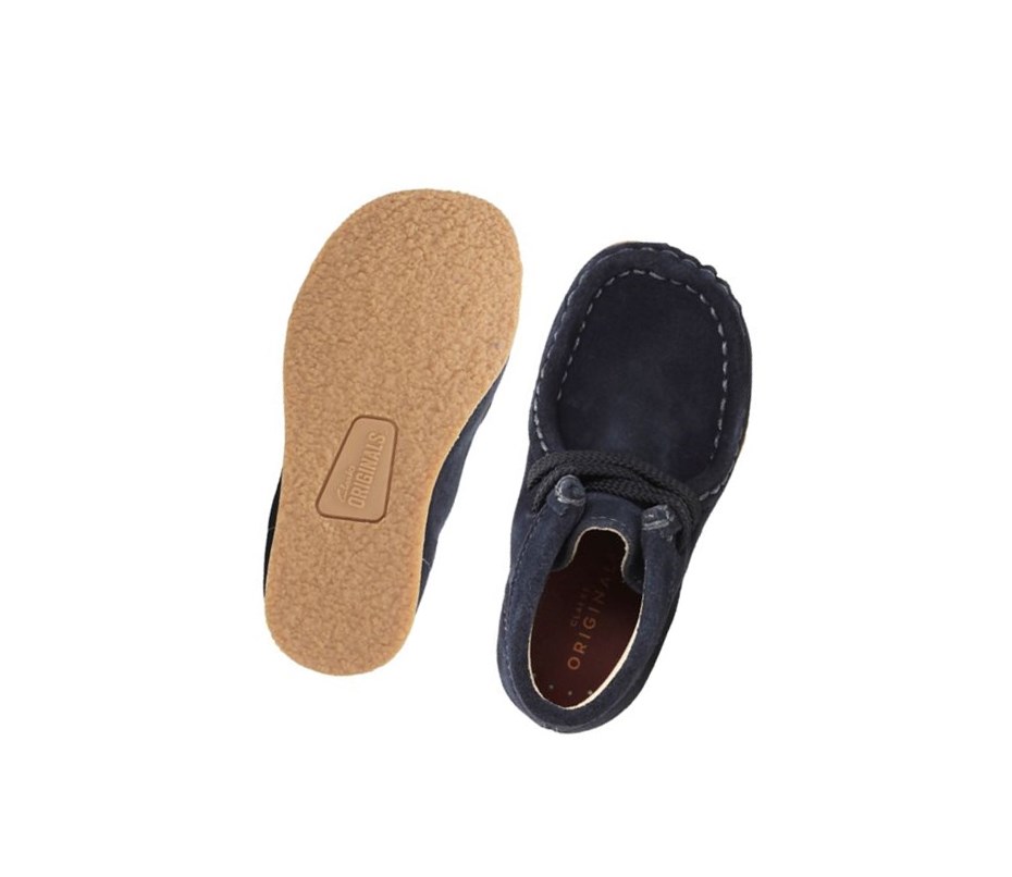 Wallabee Clarks Oryginalne Zamszowe Chłopięce Granatowe | CDXPYJ615