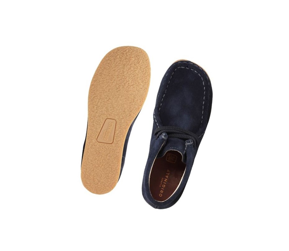 Wallabee Clarks Oryginalne Zamszowe Chłopięce Granatowe | HRZCJX726